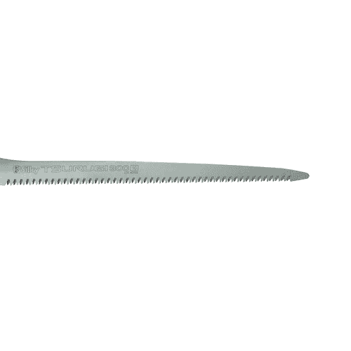 Lame de scie Silky Tsurugi 300-10 avec incisives dentelées et lettrage du produit sur métal argenté