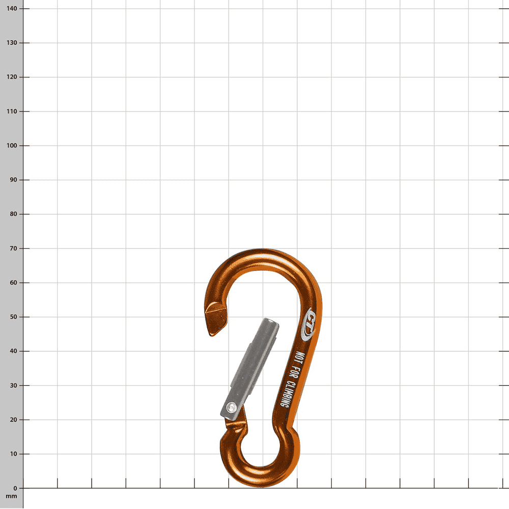 Mousqueton Key 70 orange avec fermoir gris, fabricant non visible