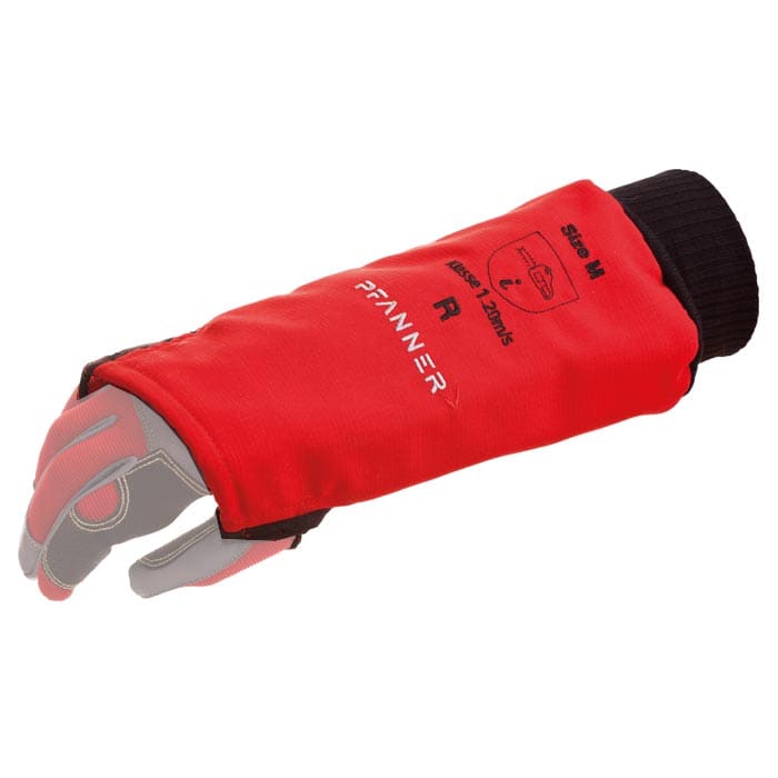 Flexprotect de Pfanner, protège-main rouge avec poignets et lettrage noirs, taille M
