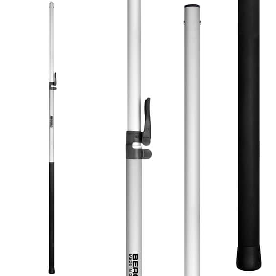 ArboRapid T2 320 von Berger, weißer Teleskopstiel mit schwarzer Gummispitze und schwarzem Griff, Aufdruck "BERGER MADE IN GERMANY"
