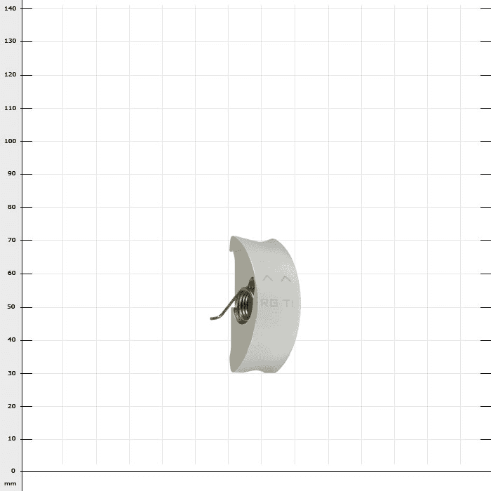 RopeGuide TwinLine Clamping Mors, pince métallique semi-circulaire de couleur argentée avec un petit ressort en spirale au milieu