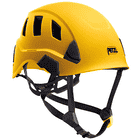 Casque PETZL Strato Vent jaune avec mentonnière et aérations noires