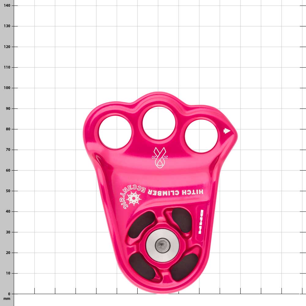 Attelage Climber Excentrique, poulie rose avec trois œillets ronds et roue noire