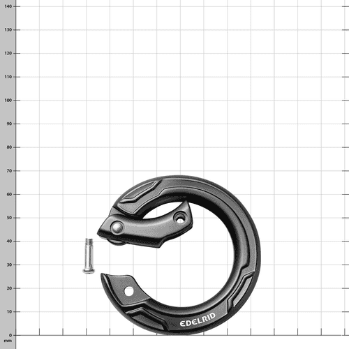 Mousqueton Edelrid Cupidon en noir ouvert avec vis à côté