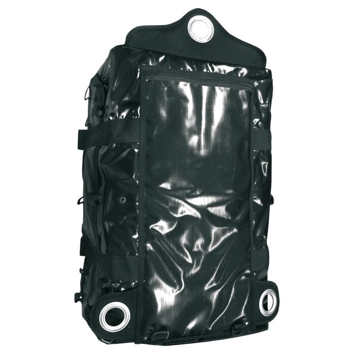 Sac multi-usage noir avec trois grands œillets métalliques sur un côté