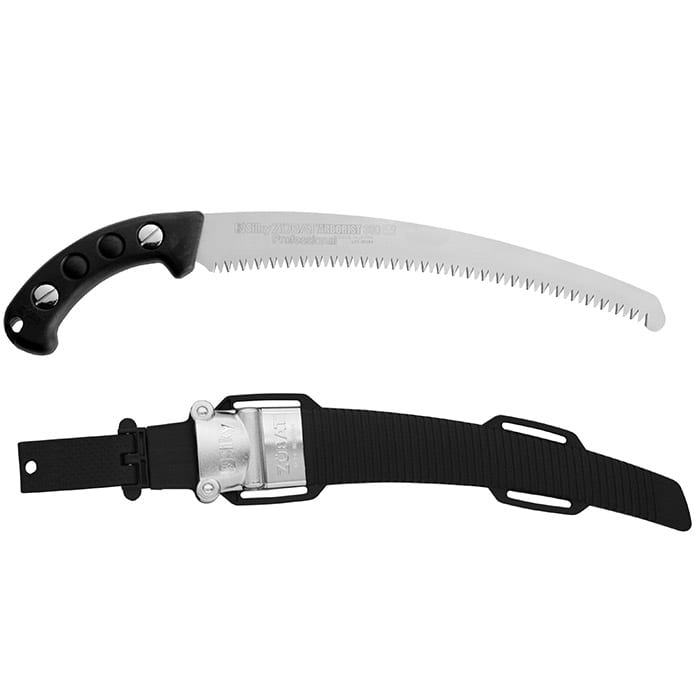 Scie à main Zübat 330-5.5 avec manche noir et lame en métal incurvée dentelée de Silky