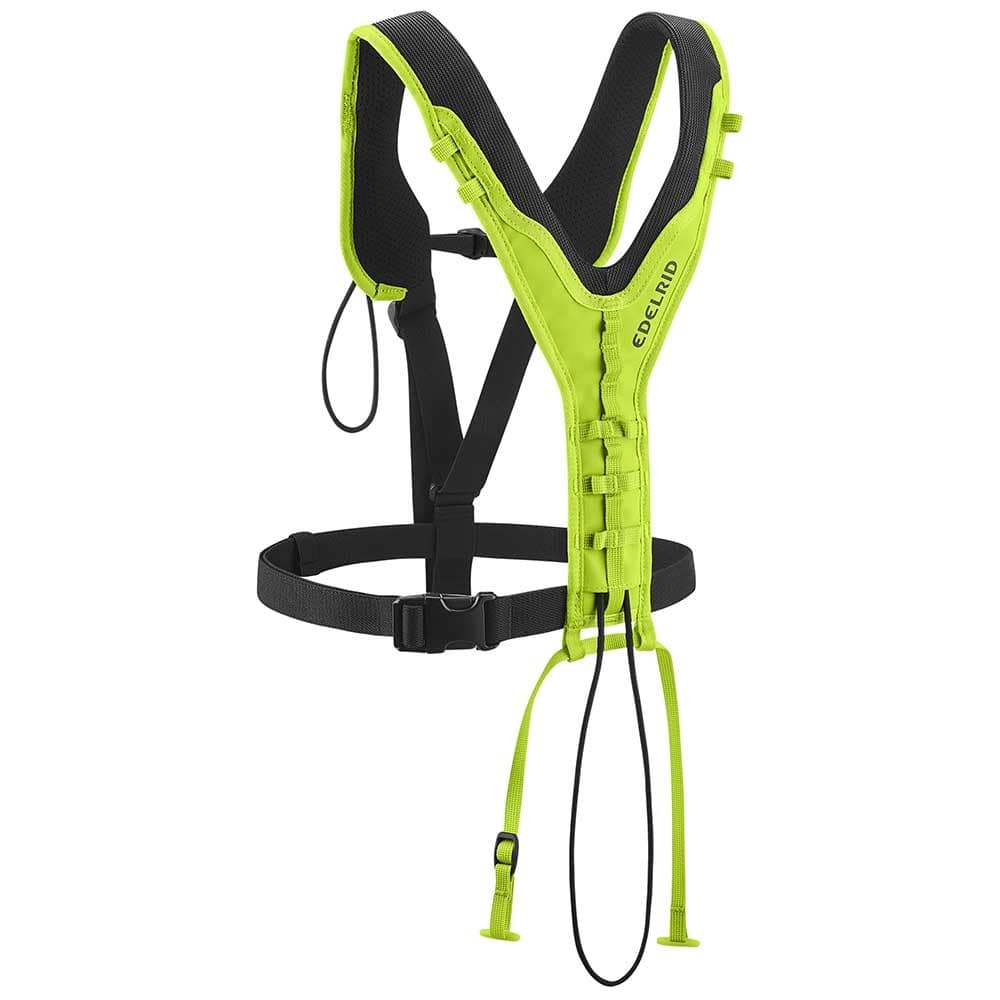 Coffre élastique TreeRex d’Edelrid, sangle de poitrine vert-noir avec bretelles rembourrées et fermeture avant