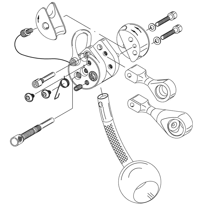 Dessin technique du LockJack 2 avec composants individuels et vis, fabricant ART