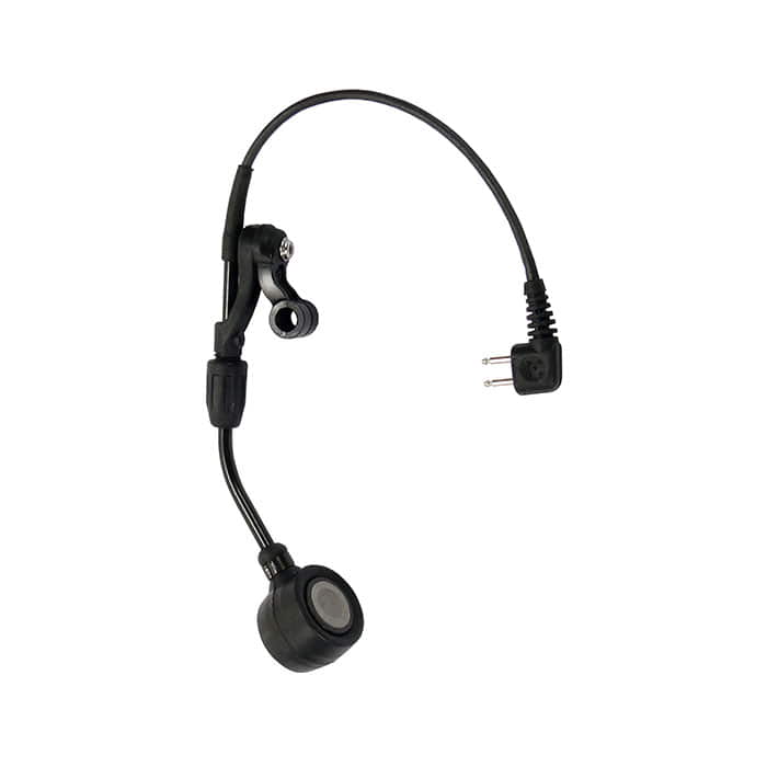 Bras de microphone Lite Com Dynamic en noir avec bras flexible, tête de microphone, clip de montage et câble de connexion avec prise