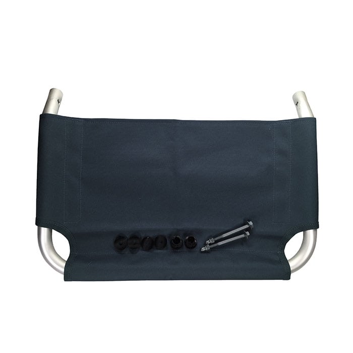 Support de chargement Beach Rolly avec tissu bleu foncé et cadre en métal, plus vis et pièces en plastique noir