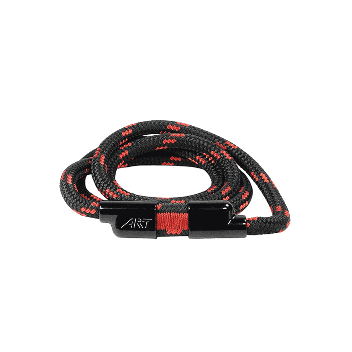 Sangle en corde ART d’ART, noire avec des taches rouges et fermeture noire
