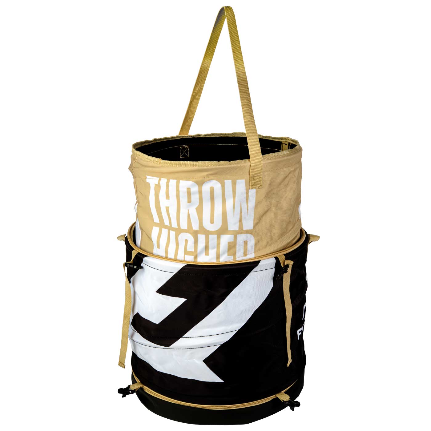Sac Matriosac 3 en beige et noir avec lettrage blanc et deux poignées supérieures