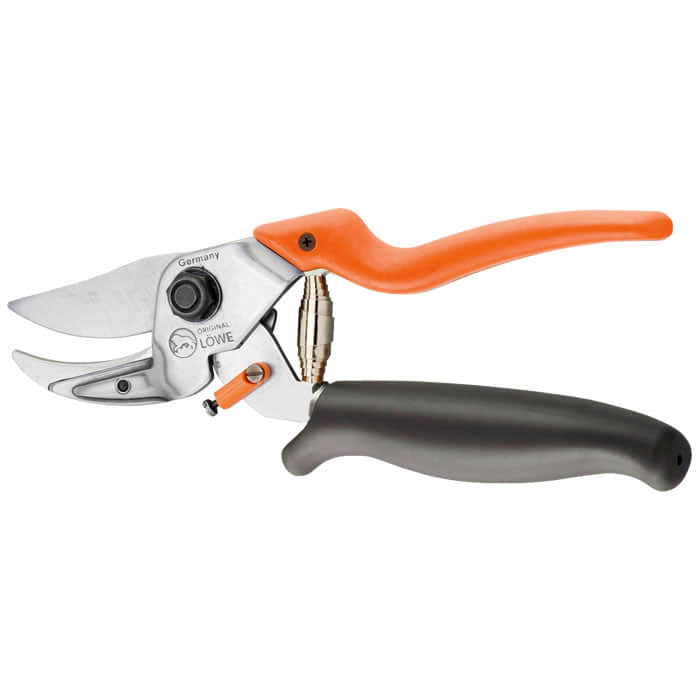 Sécateur Anvil 8.109 avec manche orange-noir et lame argentée, fabricant Original Löwe, Allemagne