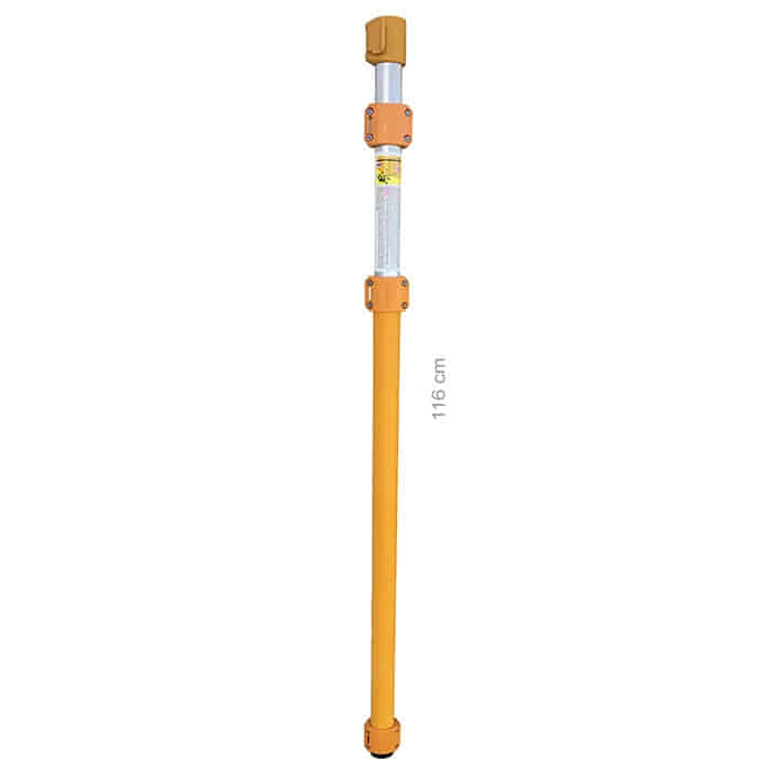 Fond de mât Longboy, mât jaune orangé avec section centrale et lettrage argentés, 116 cm de long