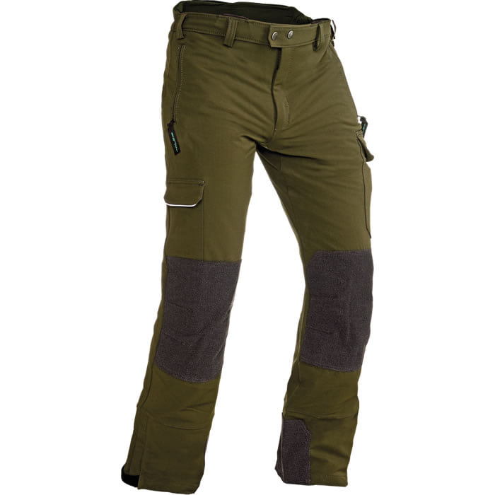 Pantalon de travail globe vert olive avec genouillères noires et multiples poches