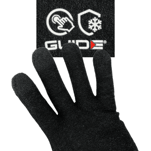 Guide 5501 : gants noirs avec logo et symboles Guide, gros plan de la paume et des doigts