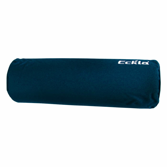 Tour de cou Beach Rolly d’Eckla en bleu foncé avec logo Eckla blanc, forme allongée et cylindrique