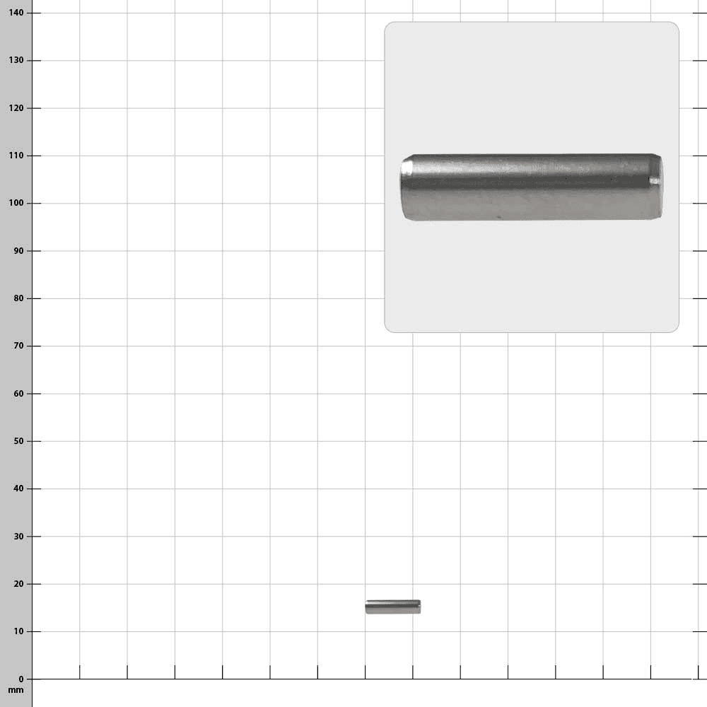 RopeGuide TwinLine Pin, une goupille métallique cylindrique courte avec une surface lisse et des extrémités arrondies