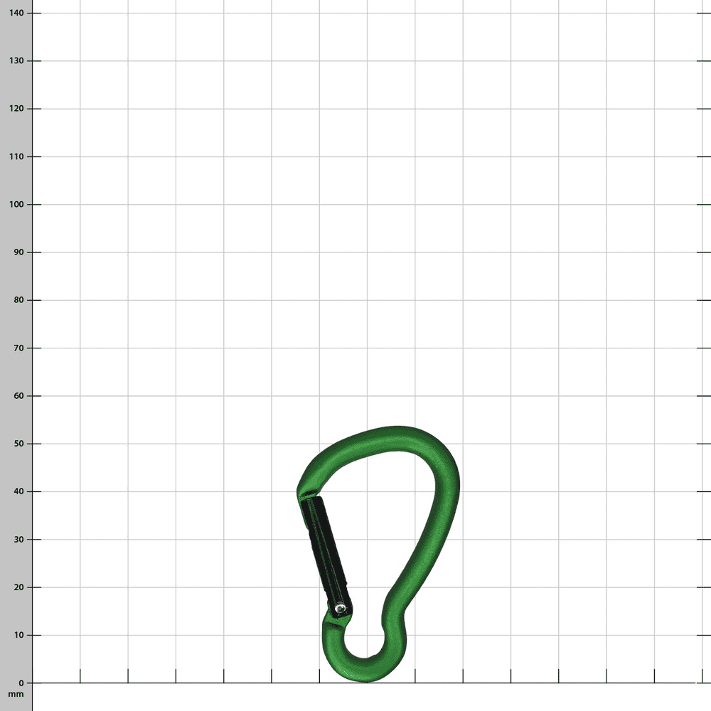 Mousqueton vert Big Mini avec mécanisme de fermeture noir, vue latérale sur fond blanc