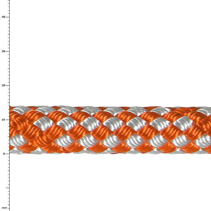 Sirius Bull Rope 14 présente une corde tressée orange et blanche avec une surface brillante