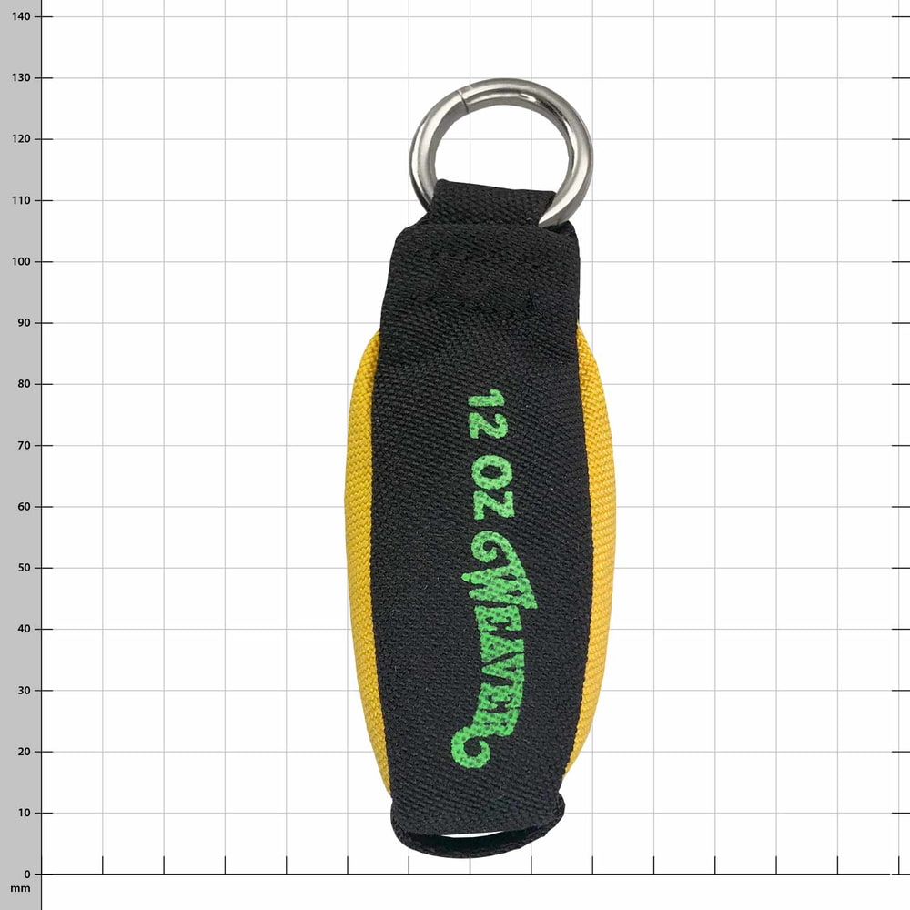 Balle, poids 12 OZ, noir et jaune avec texte vert et anneau métallique sur le dessus