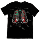 T-shirt noir avec un motif imprimé montrant un motif de cage thoracique provenant d’un équipement d’escalade, nom du produit Arb Ribs
