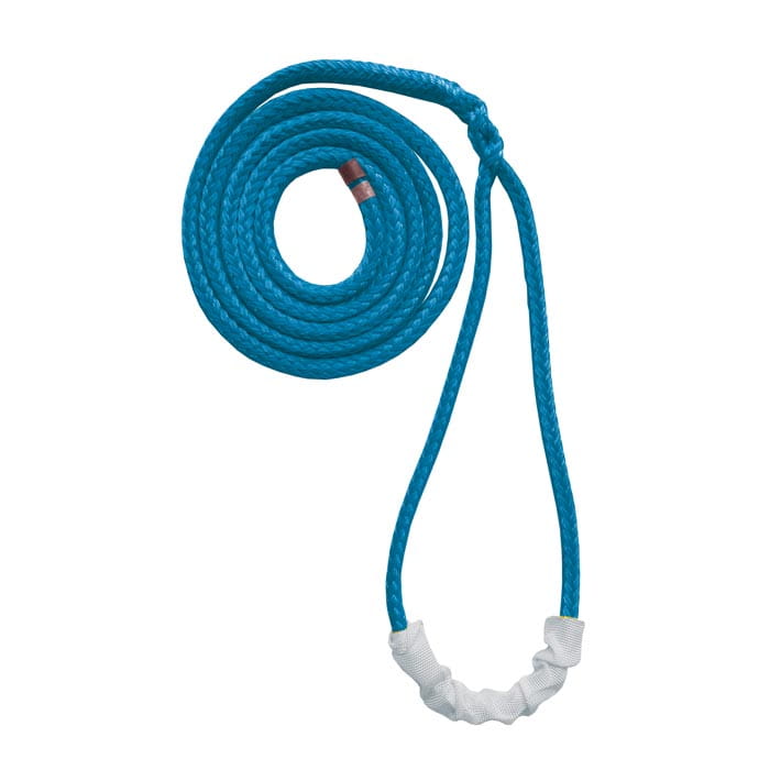 Deadeye Sling 14, corde bleue avec couvercle de protection blanc sur une boucle, nom du produit visible