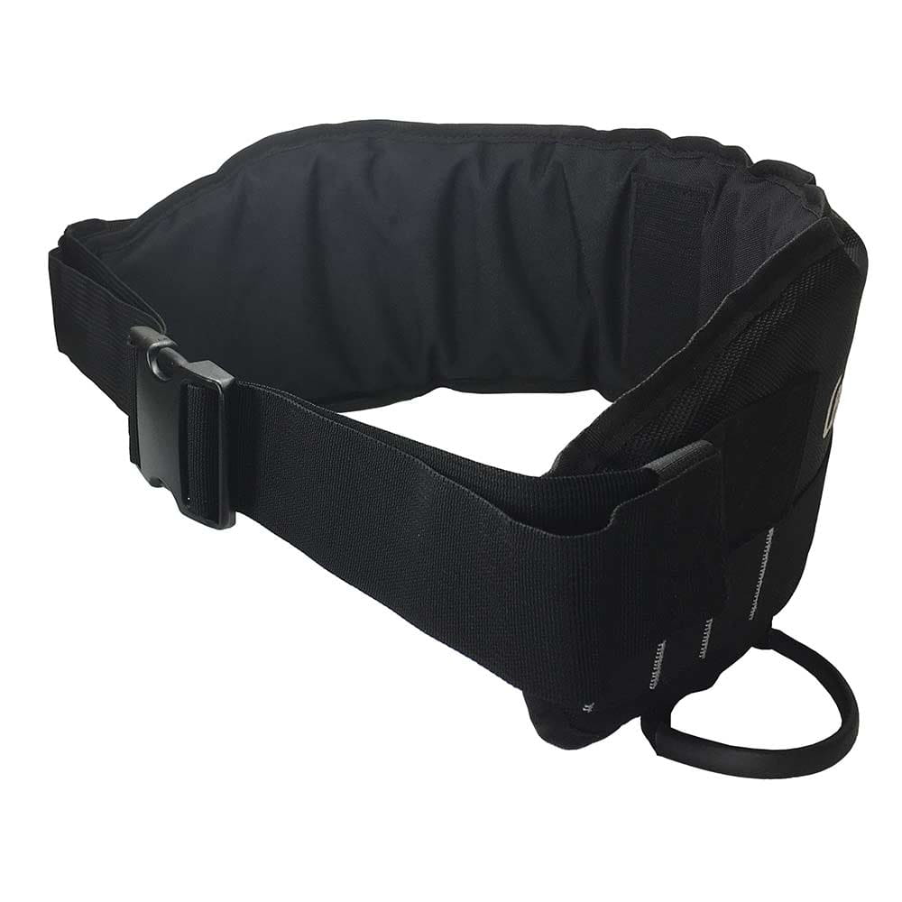 Ceinture croisée noire avec ceinture large et boucle, fabricant non visible