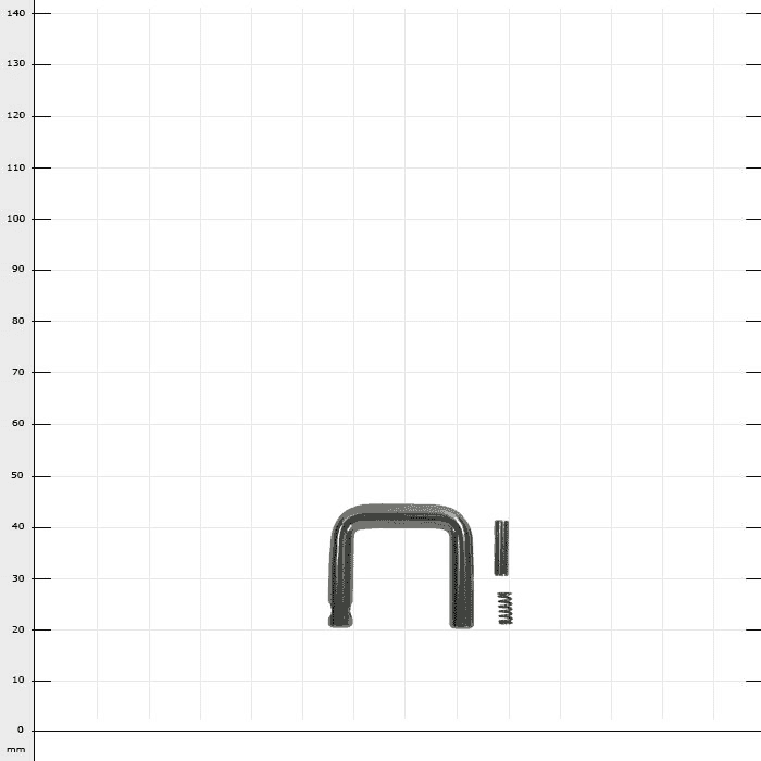 Poignée de déverrouillage RopeGuide TwinLine, support métallique avec deux petites pièces métalliques sur fond à carreaux