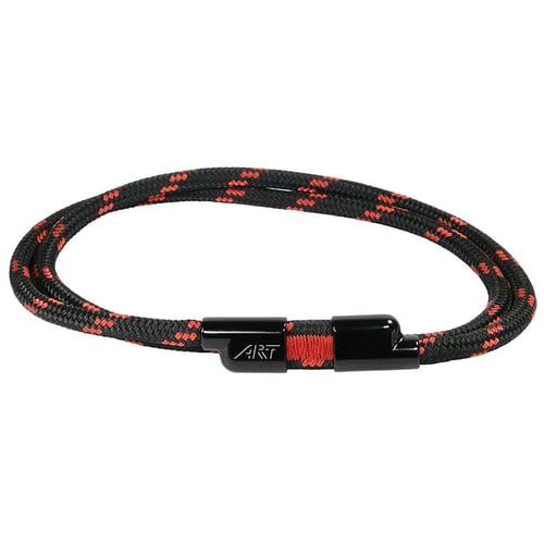 Sangle en corde ART de la marque ART, noire avec des taches rouges et fermoir noir de forme ronde