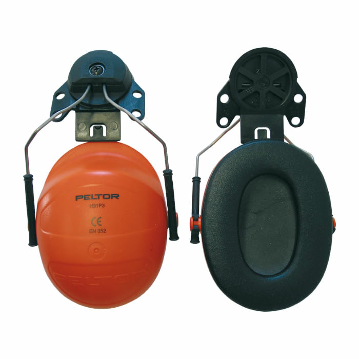 Prise standard H31 de Peltor, écouteur gauche orange avec support noir, écouteur droit noir avec support noir