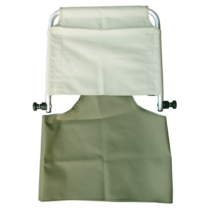 Pare-soleil Beach Rolly en beige avec cadre en métal blanc et partie en tissu vert au bas