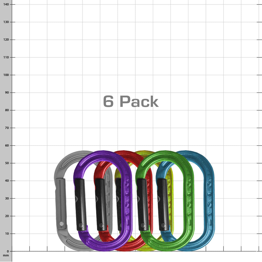 XSRE Multipack de six mousquetons dans les couleurs gris, violet, rouge, jaune, vert et bleu