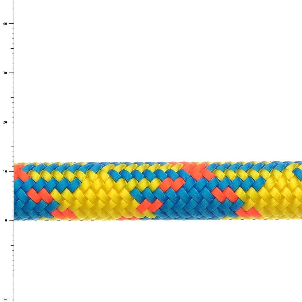 Corde tressée colorée drenaLINE avec des fibres bleues, jaunes et rouges