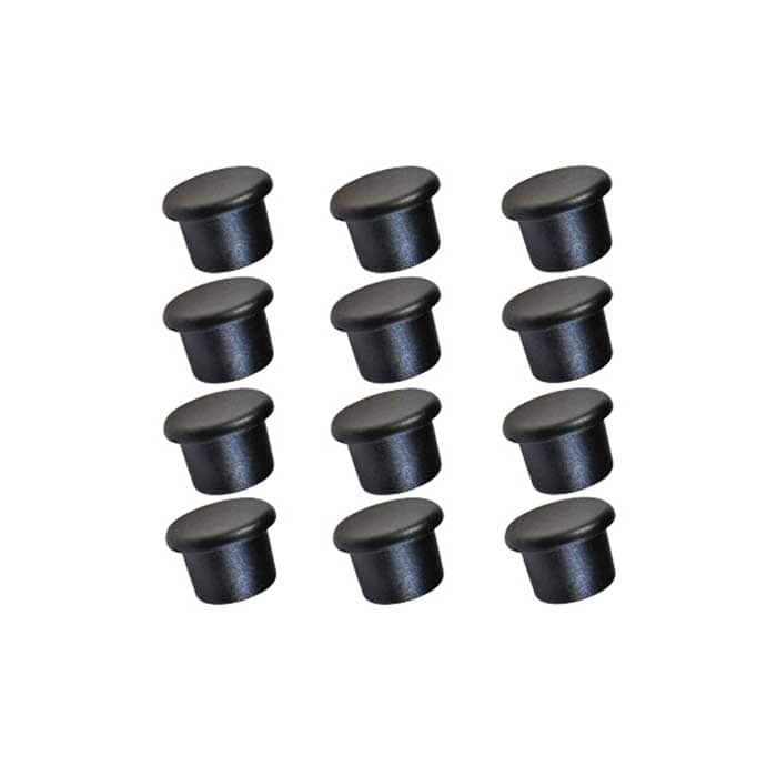 Embouts Tri-Guard, douze capuchons ronds en plastique noir avec couvercle plat et arbre court