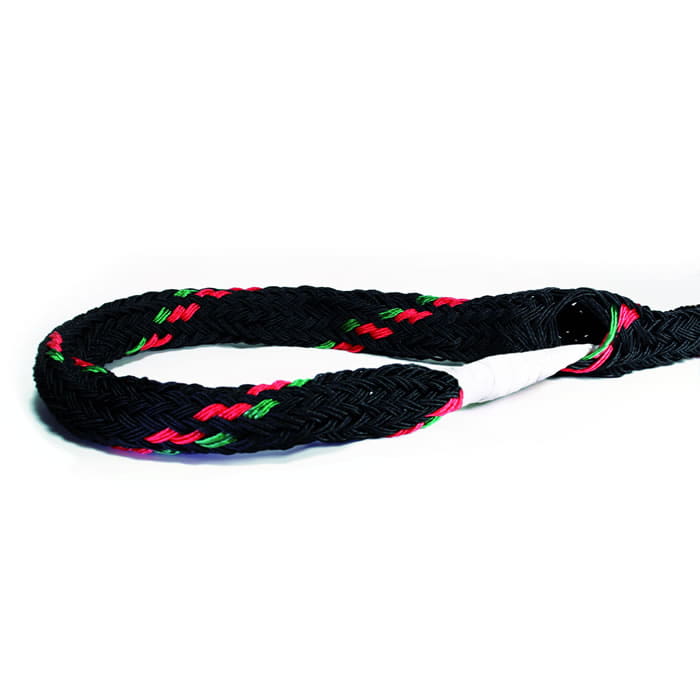 Corde tressée noire ArboLine 4T avec fils rouges et verts posés en boucle