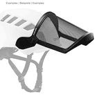Edelrid Visor Mesh avec cadre noir et tissu en maille fixé au casque blanc en vue latérale