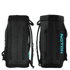 Dos et avant du sac d’approche noir avec logo NOTCH turquoise et poignées