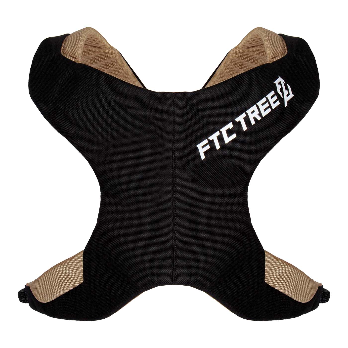 Bandoulière Nate de FTC TREE en noir avec empiècements en tissu beige et logo FTC TREE blanc