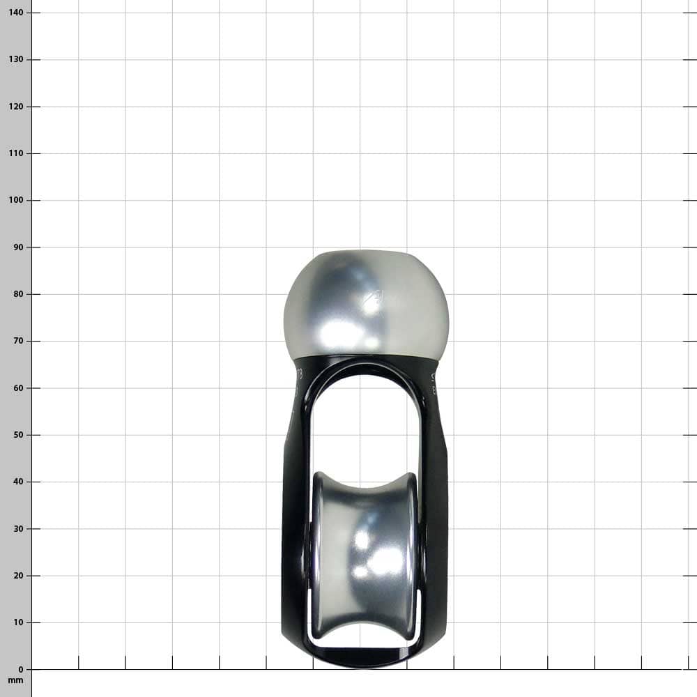Cocoon 5, rouleau de corde noir et argent avec impressions et code QR, vue de dessus