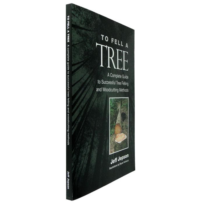 Livre « To Fell A Tree » de Jeff Jepson, vue latérale du livre avec le même design de couverture que sur la première image