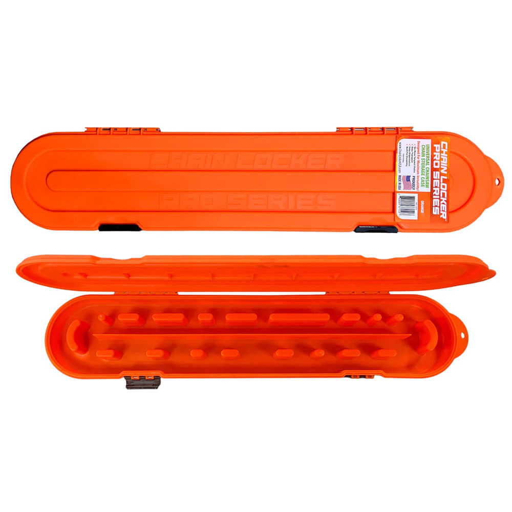 Chain Locker Pro Series Housse de garde-chaîne en orange, fermée, avec autocollant en haut à droite