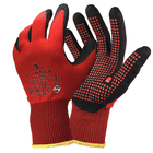 Gants de travail StretchFlex® Fine Grip de Pfanner, rouges avec paumes noires et picots rouges, avec ceinture jaune