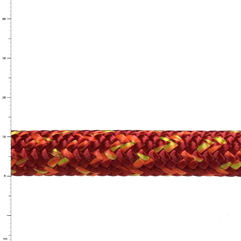 Squir V2 Corde rouge en gros plan avec motif rouge, orange et jaune