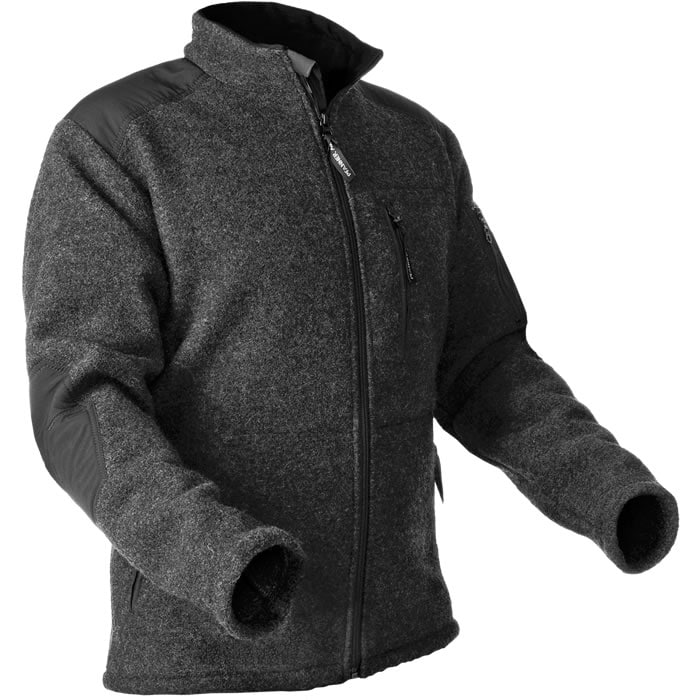 Veste Wooltec Janker grise avec bordure noire aux épaules et aux coudes et fermeture éclair