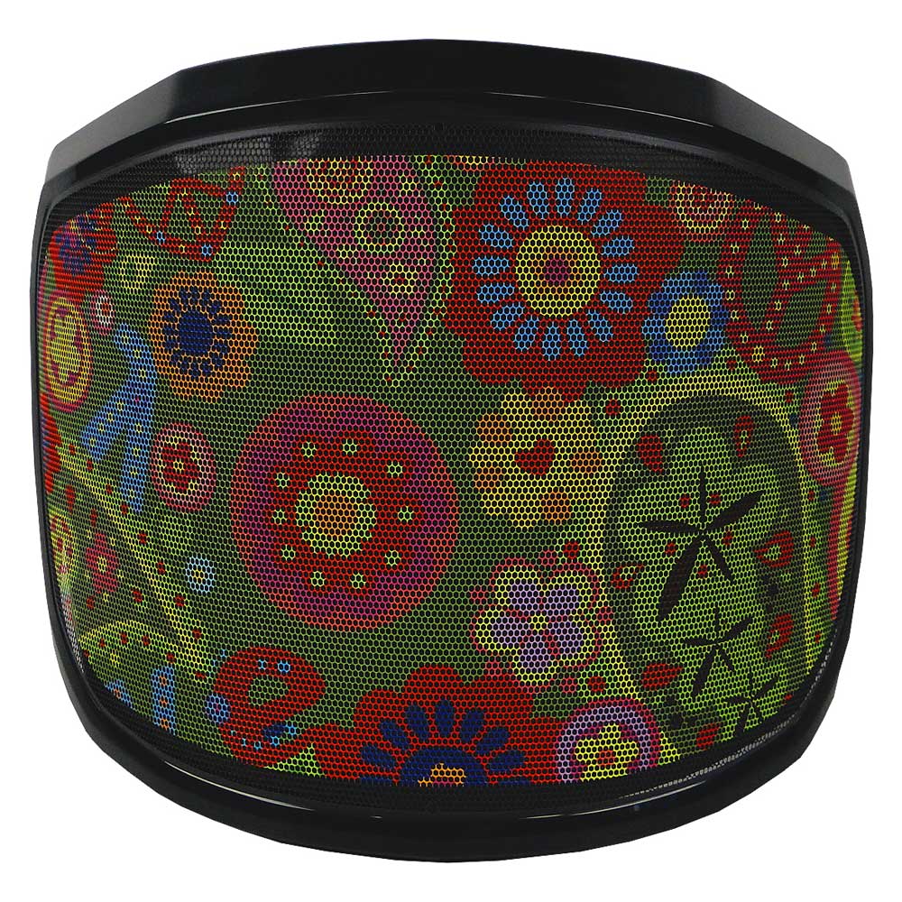 Visière PROTOS® Special Edition avec motif floral coloré et cadre noir, vue de face