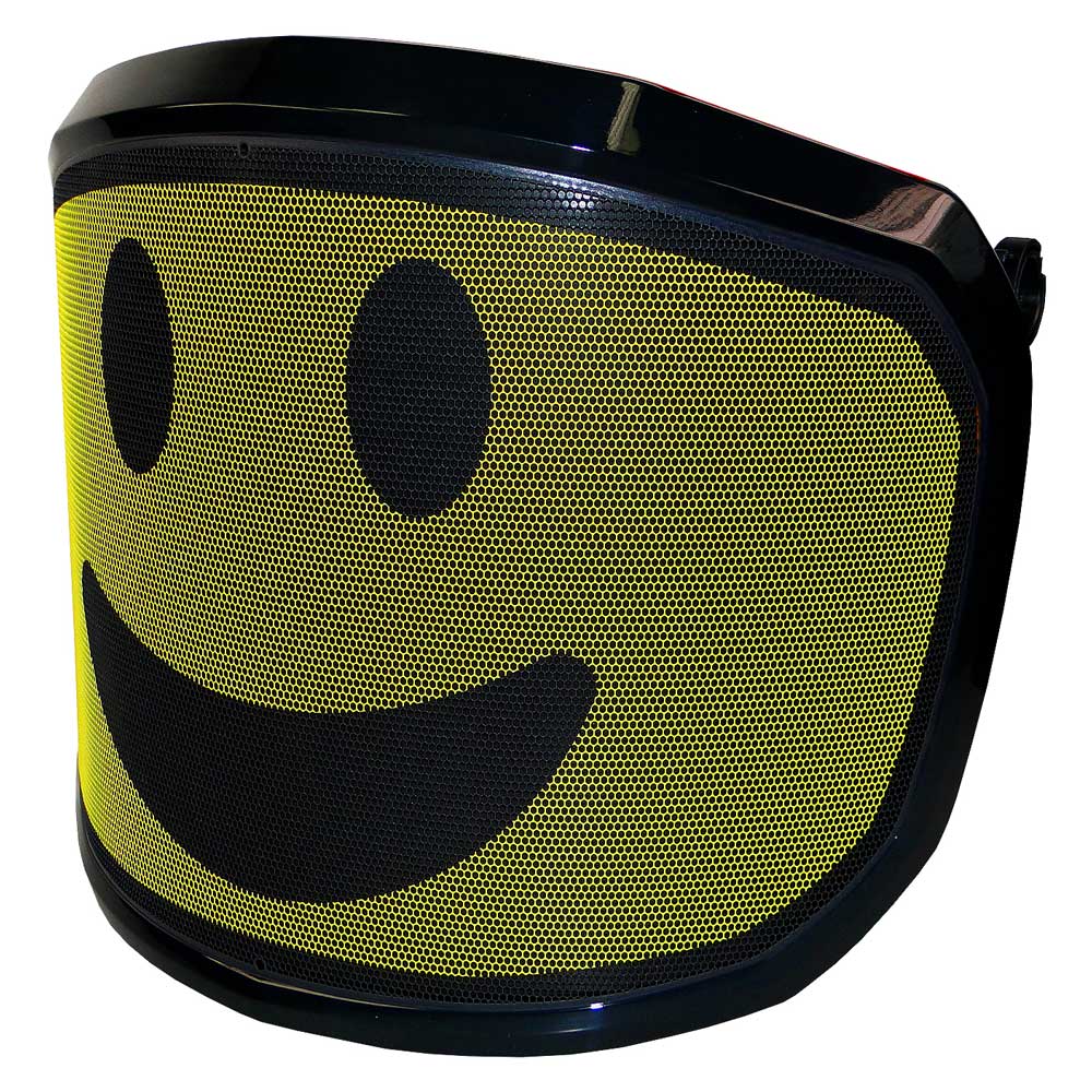 Visière latérale PROTOS® Arbormoji avec fond jaune et visage en maille souriante noire