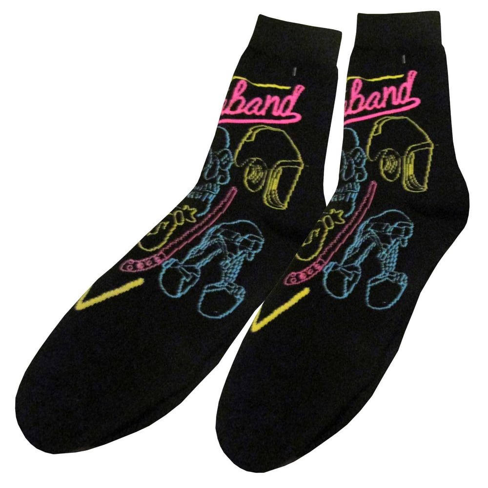 Chaussettes noires avec motif coloré et inscription « Contrebande »