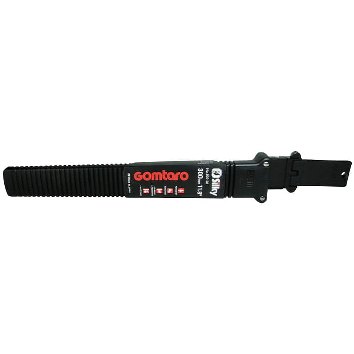 Gomtaro 300 Holster by Silky, étui en plastique noir avec surface cannelée et inscription rouge « Gomtaro » sur une étiquette noire