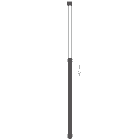 Fond de canne Hayauchi 490, tige longue avec poignée noire et canon argenté, bouton rouge en haut, longueur 167 cm